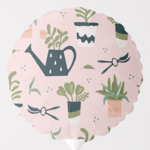 Whimsical Pink Gardening Printed Pattern Balloon