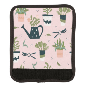 Whimsical Pink Gardening Printed Pattern Luggage Handle Wrap