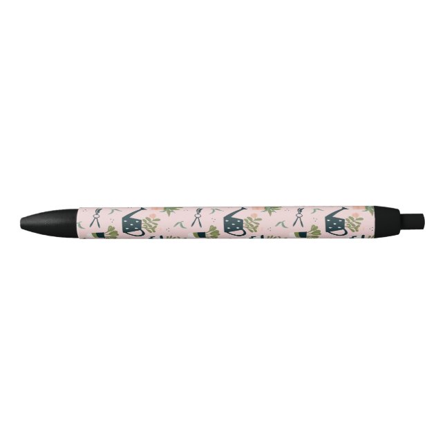 Whimsical Pink Gardening Printed Pattern Pen (Front)