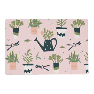 Whimsical Pink Gardening Printed Pattern Placemat