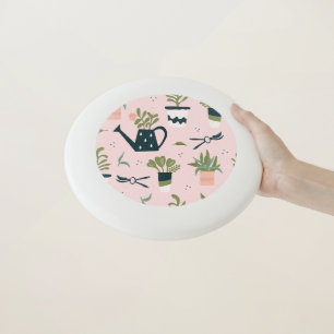 Whimsical Pink Gardening Printed Pattern Wham-O Frisbee