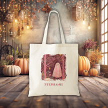 Whimsical Pink Ghost in Enchanted Floral Forest