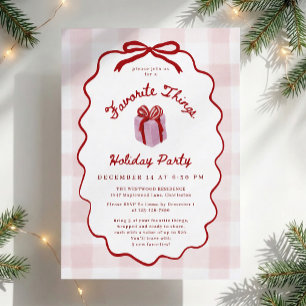 Whimsical Pink Gingham Favorite Things Party Invitation