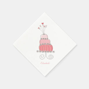 Whimsical Pink Girl Daisy Birthday Cake Kids Party Napkins