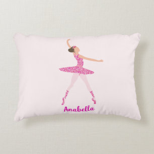 Whimsical Pink Glitter Ballerina Look Accent Pillow