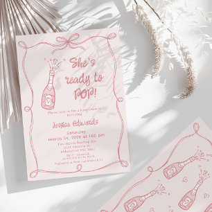 Whimsical Pink Hand Drawn Ready To Pop Baby Shower Invitation