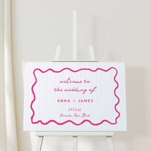 Whimsical Pink Hand Drawn Wedding Welcome Foam Board