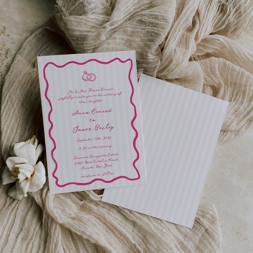 Whimsical Pink Handwritten Wedding Invitation