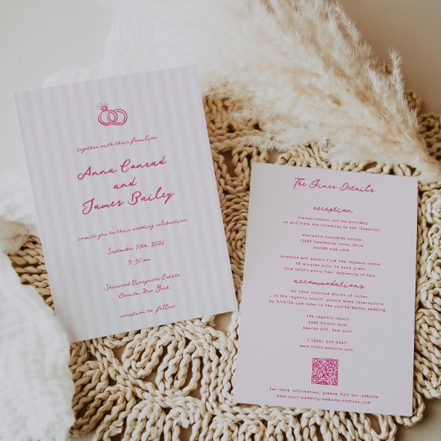 Whimsical Pink Handwritten Wedding Invitation (Creator Uploaded)