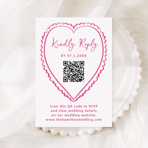 Whimsical Pink Heart QR Code Wedding