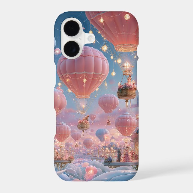 Whimsical Pink Hot Air Balloons Lanterns Clouds Case-Mate iPhone Case (Back)