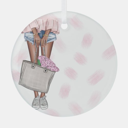 Whimsical Pink Lady Glass Ornament