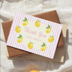 Whimsical Pink Lemon Citrus Thank You Card