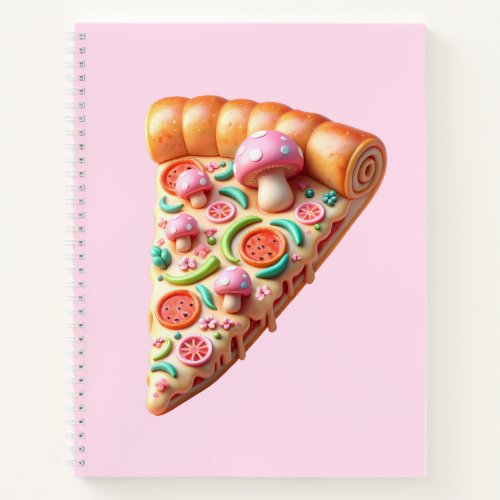 Whimsical Pink Mushroom Pizza Notebook