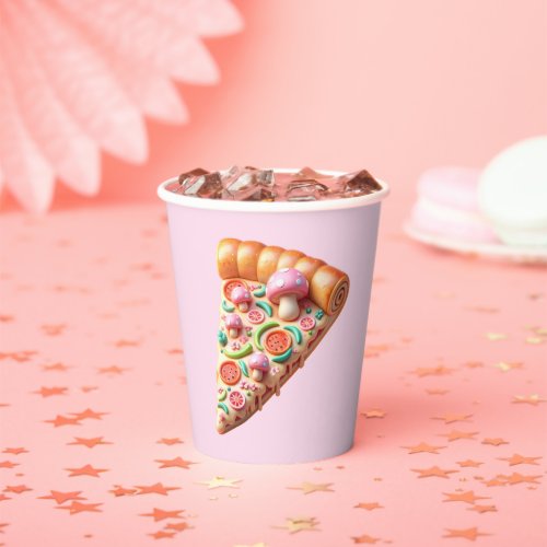Whimsical Pink Mushroom Pizza Party Paper Cups