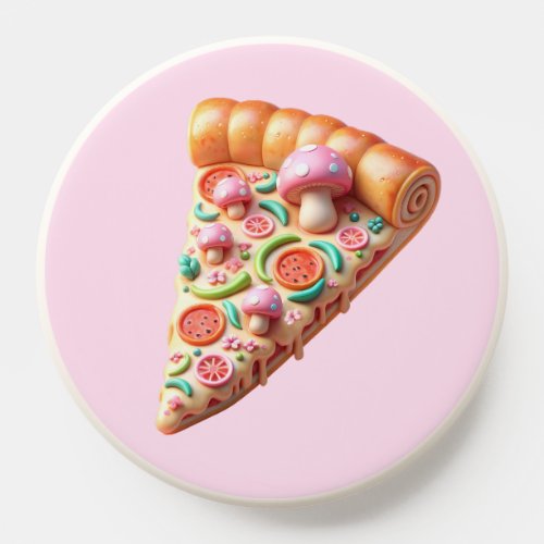 Whimsical Pink Mushroom Pizza PopSocket