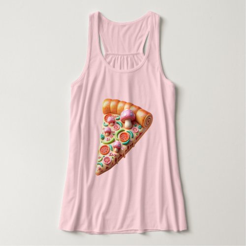 Whimsical Pink Mushroom Pizza Tank Top