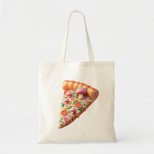 Whimsical Pink Mushroom Pizza  Tote Bag