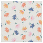 Whimsical Pink Orange Blue Flowers Pattern Fabric