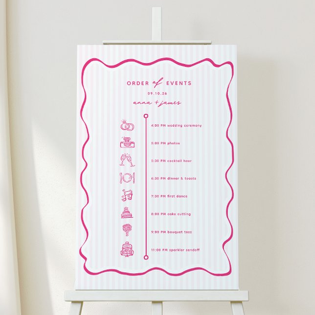 Whimsical Pink Order of Events Timeline Foam Board (Creator Uploaded)