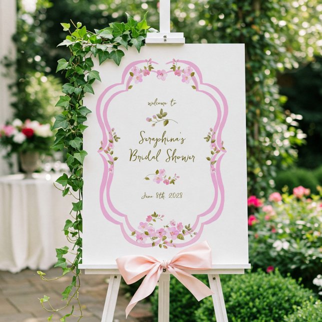 Whimsical Pink Painted Floral Bridal Shower Sign (Creator Uploaded)
