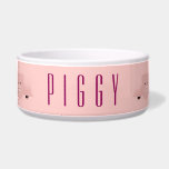 Whimsical Pink Pig Cute Farm Animal Bowl<br><div class="desc">A personalized pet bowl with a drawing of a cute pink pig's face. Lifted up by his black cloven hooves and peering over at you. Cute and whimsical drawing. Set on a pink background with some faded hearts here and there.</div>