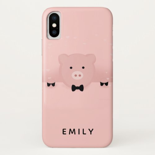 Whimsical Pink Pig Cute Farm Animal iPhone X Case