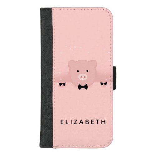 Whimsical Pink Pig Cute Farm Animal iPhone 87 Plus Wallet Case