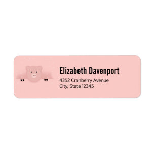 Whimsical Pink Pig Cute Farm Animal Label