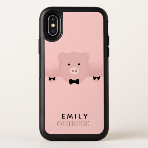 Whimsical Pink Pig Cute Farm Animal OtterBox Symmetry iPhone X Case