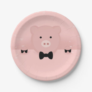 Whimsical Pink Pig Paper Plates