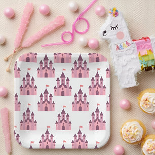 Whimsical Pink Princess Castle Paper Plates