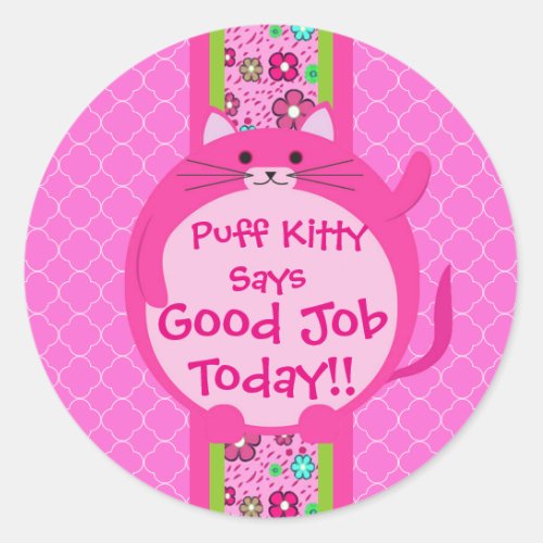 Whimsical Pink Puff Kitty Sticker