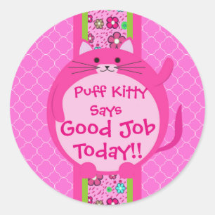 Whimsical Pink Puff Kitty Sticker