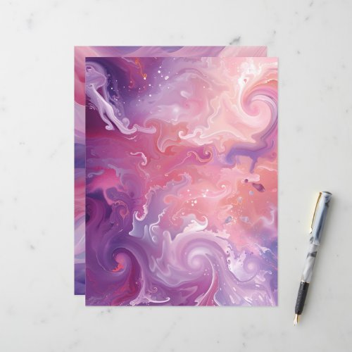 Whimsical Pink &amp; Purple Background Scrapbook Paper