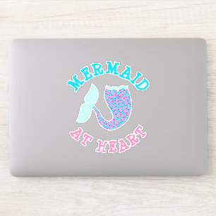 Whimsical Pink Purple Blue Mermaid at Heart Tail Sticker