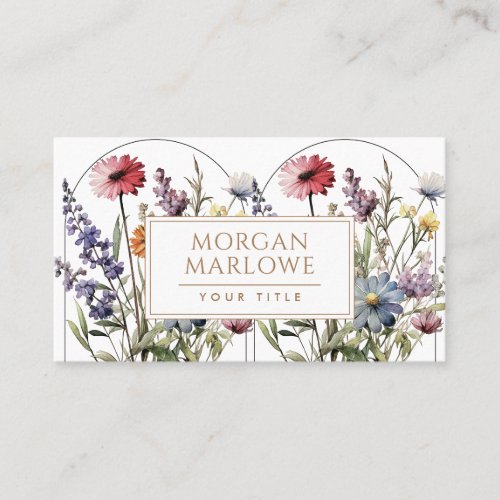 Whimsical Pink Purple Cute Boho Floral Wildflowers Business Card