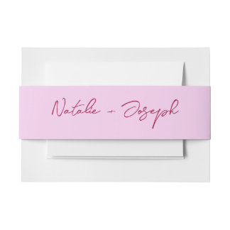 Whimsical Pink Raspberry Retro Whimsical Wedding Invitation Belly Band