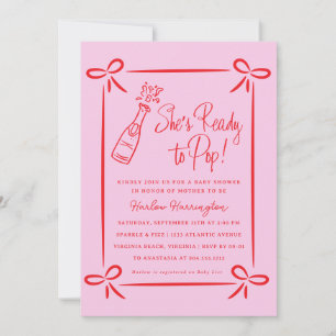 Whimsical Pink Ready to Pop Baby Shower Invitation