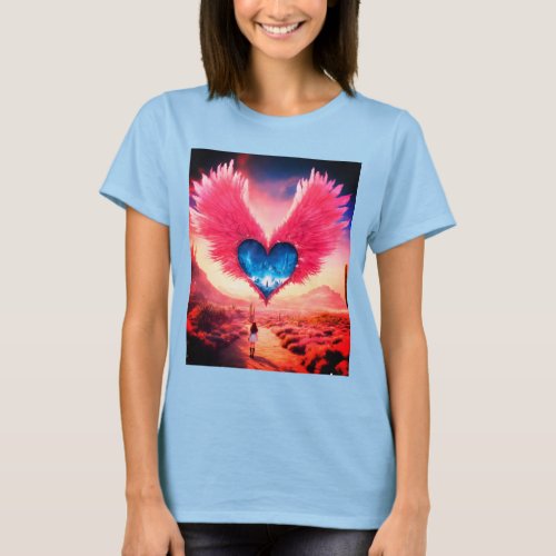 Whimsical Pink Smoky Heart with Wings Tee