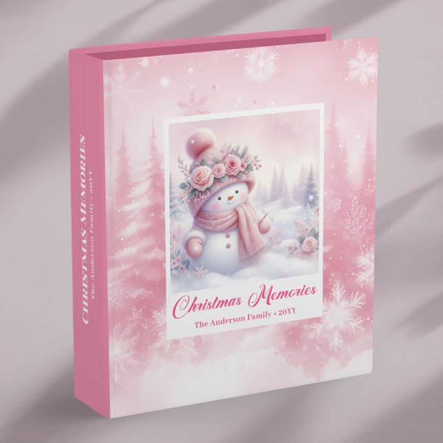 Whimsical Pink Snowman Cozy Forest Christmas Album 3 Ring Binder (Whimsical Pink Snowman Cozy Forest Christmas Memory Album Binder

)