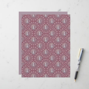 Whimsical Pink Snowman Mandala Ogee Fans Scrapbook