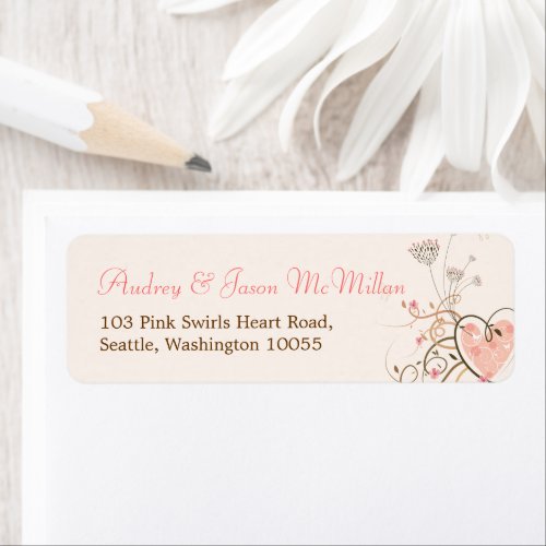 Whimsical Pink Sweet Heart Butterfly Chic Florals Label