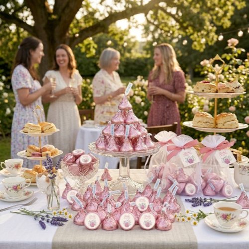 Whimsical Pink Teapot Wildflower Bridal Tea Party Hershey®'s Kisses®