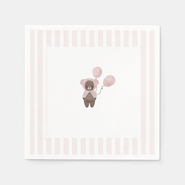 Whimsical pink teddy bear napkins (Front)
