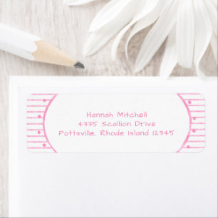 Whimsical Pink Watercolor Bow Stripe Baby Shower Label