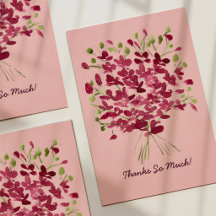 Whimsical Pink Watercolor Floral Bouquet Thank You
