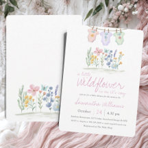 Whimsical Pink Watercolor Wildflower Baby Shower 