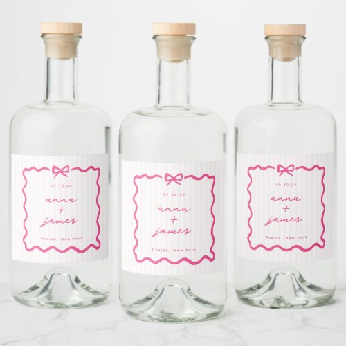 Whimsical Pink Wedding Liquor Bottle Label