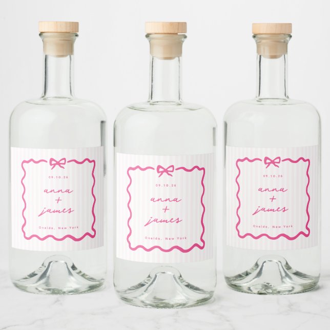 Whimsical Pink Wedding Liquor Bottle Label (Bottles)